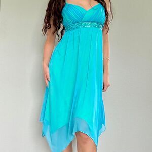 Vintage City Triangles Beaded Asymmetrical Flowy Dress